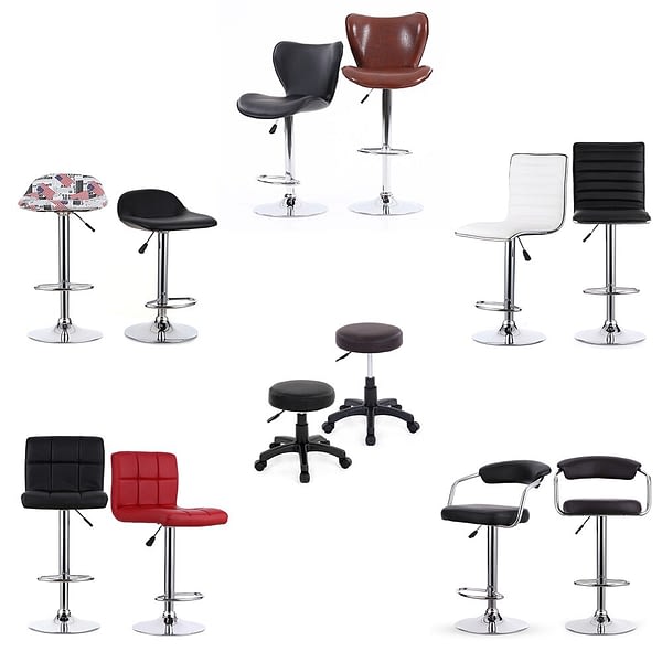 mainlandbrands 2Pcs/Set PU Leather Swivel Bar Stool Chair ...